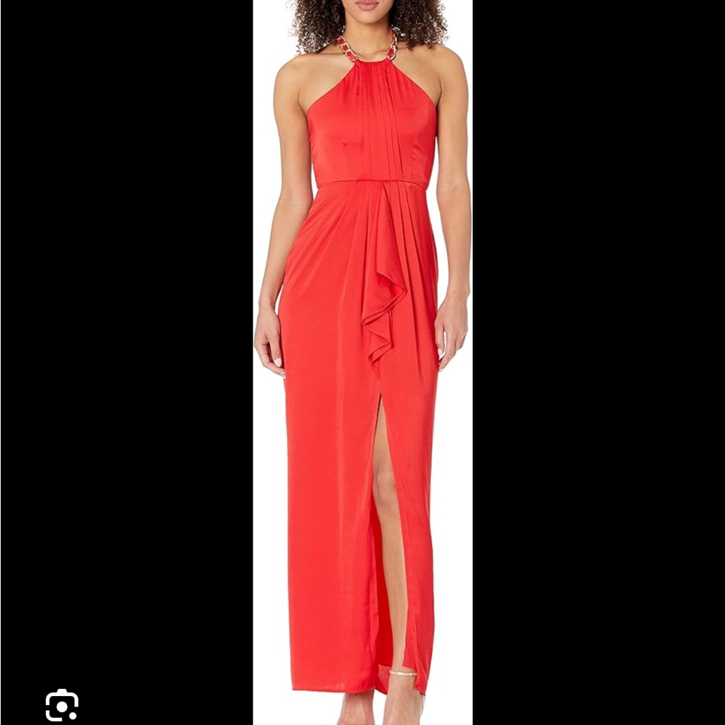 Bcbgmaxazria Milania Red Halter Evening Gown Nwt
